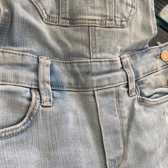 Overall denim light blue ripped jeans - Picture 1 of 7